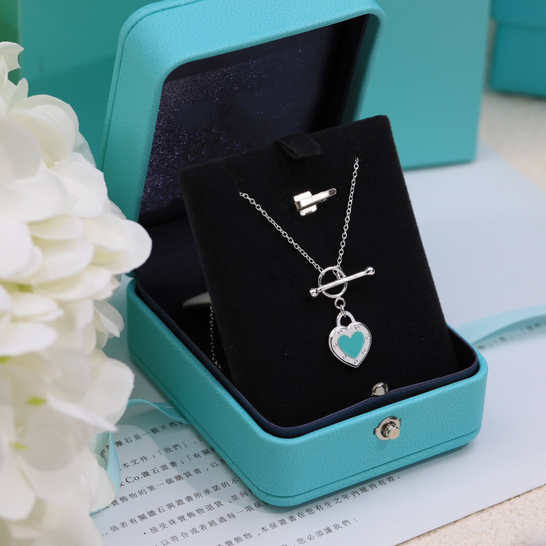 [Resenara Jewelry]DOUBLE HEART BLUE NECKLACE