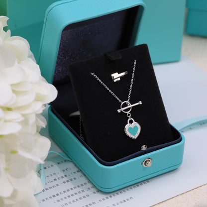 [Resenara Jewelry]DOUBLE HEART BLUE NECKLACE