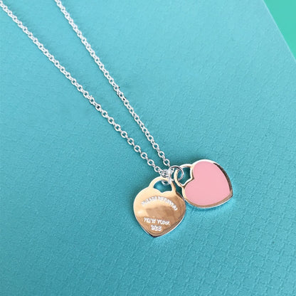 [Resenara Jewelry]DOUBLE HEART PEDANT SILVER NECKLACE