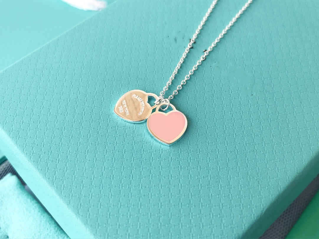 [Resenara Jewelry]DOUBLE HEART PEDANT SILVER NECKLACE