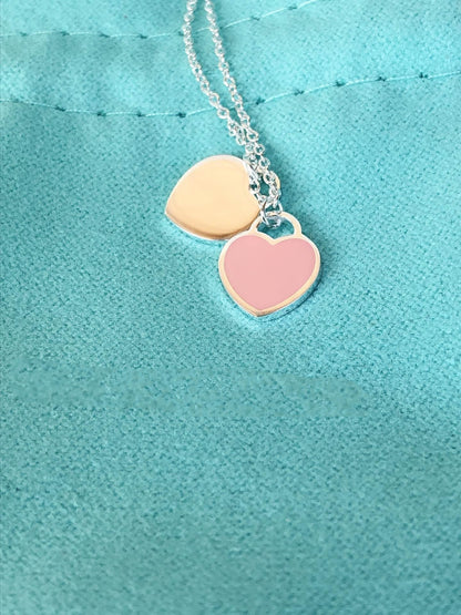 [Resenara Jewelry]DOUBLE HEART PEDANT SILVER NECKLACE
