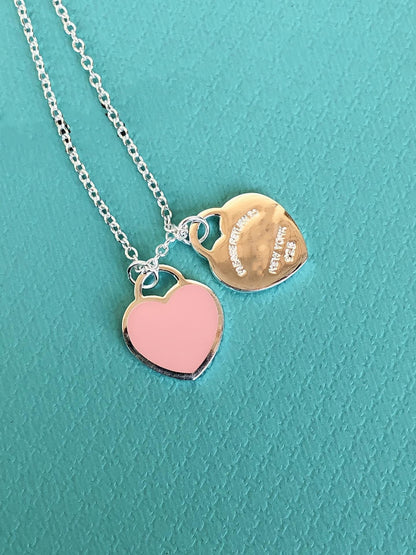 [Resenara Jewelry]DOUBLE HEART PEDANT SILVER NECKLACE
