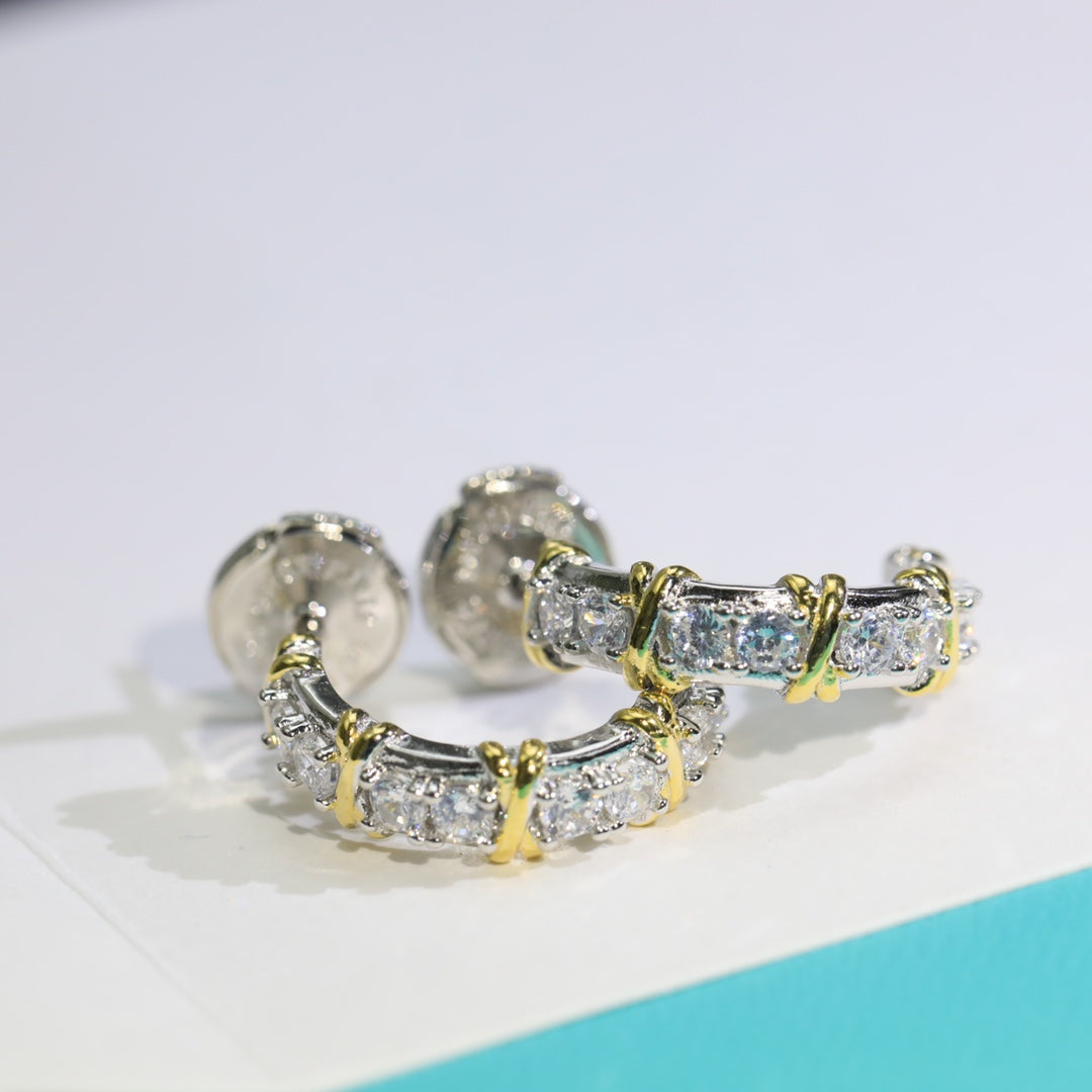 [Resenara Jewelry]TWENTY STONE HOOP GOLD EARRINGS