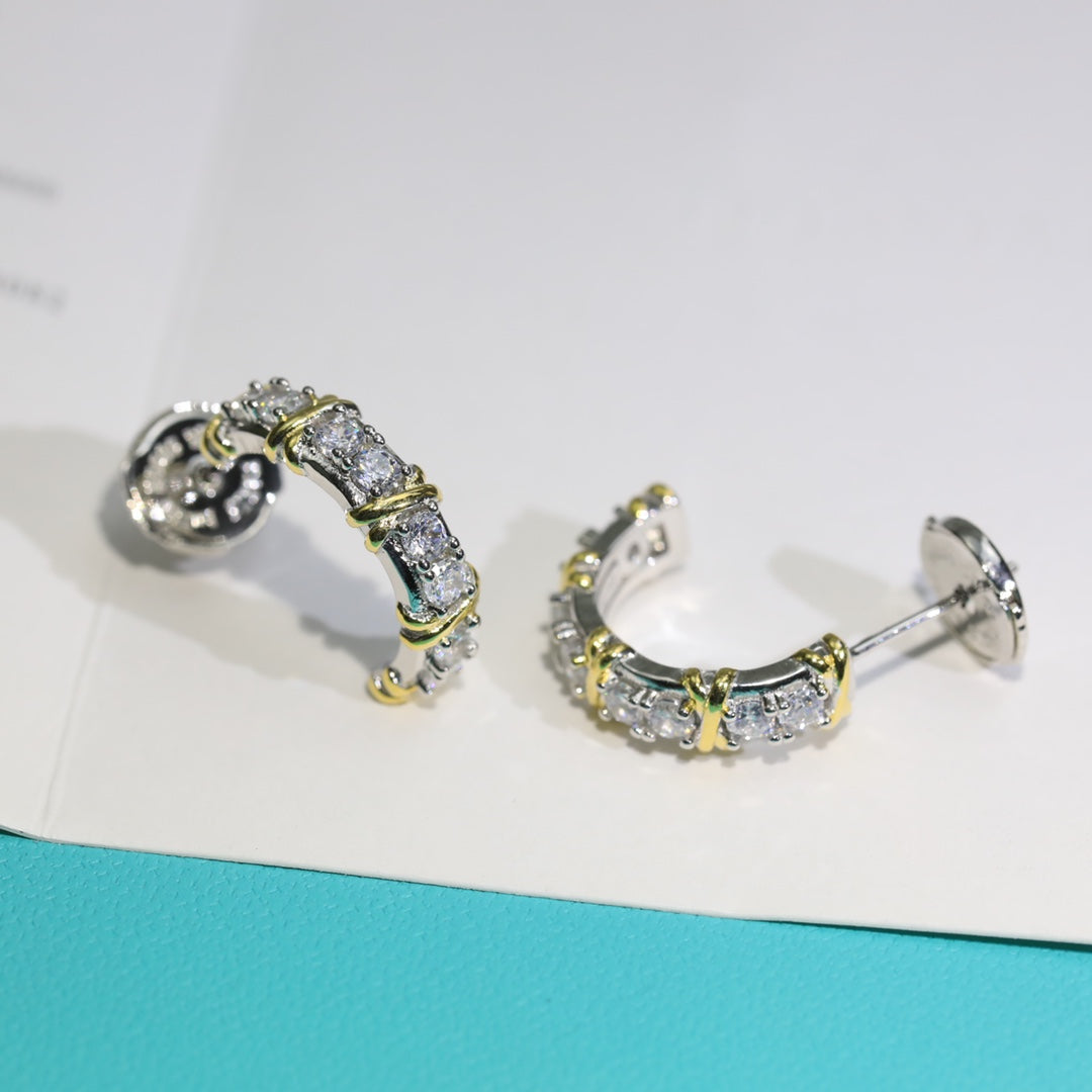 [Resenara Jewelry]TWENTY STONE HOOP GOLD EARRINGS