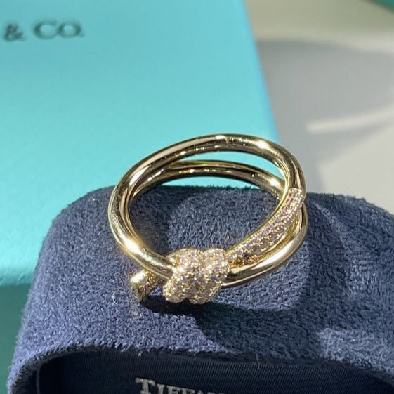 [Resenara Jewelry]KNOT RING DOUBLE ROW GOLD DIAMOND