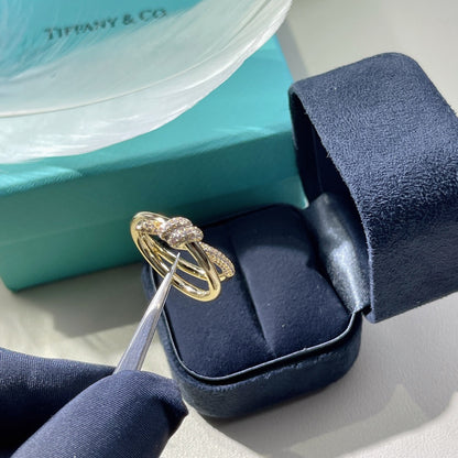 [Resenara Jewelry]KNOT RING DOUBLE ROW GOLD DIAMOND