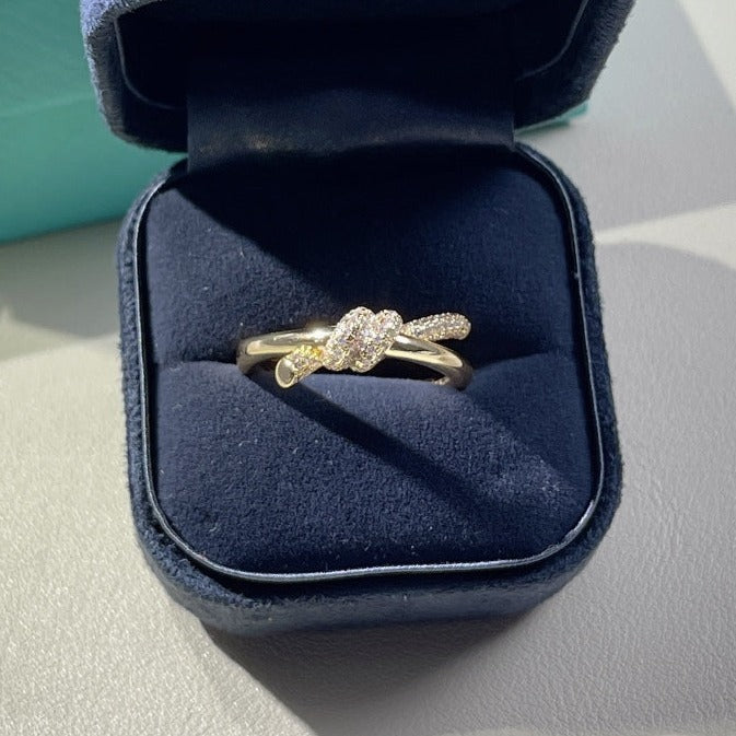 [Resenara Jewelry]KNOT RING DOUBLE ROW GOLD DIAMOND