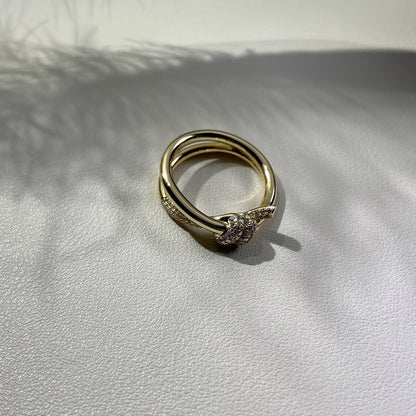 [Resenara Jewelry]KNOT RING DOUBLE ROW GOLD DIAMOND