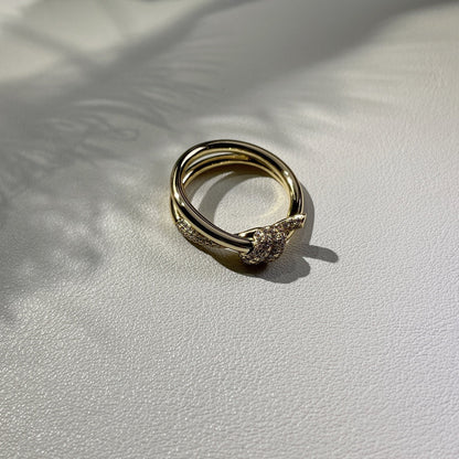 [Resenara Jewelry]KNOT RING DOUBLE ROW GOLD DIAMOND