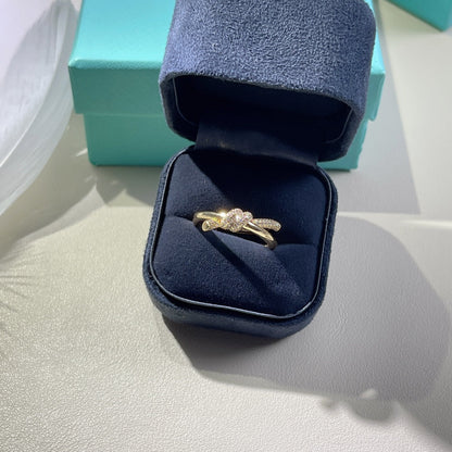 [Resenara Jewelry]KNOT RING DOUBLE ROW GOLD DIAMOND