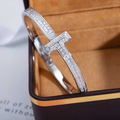 [Resenara Jewelry]WIDE DIAMONDS HINGED BANGLE SILVER