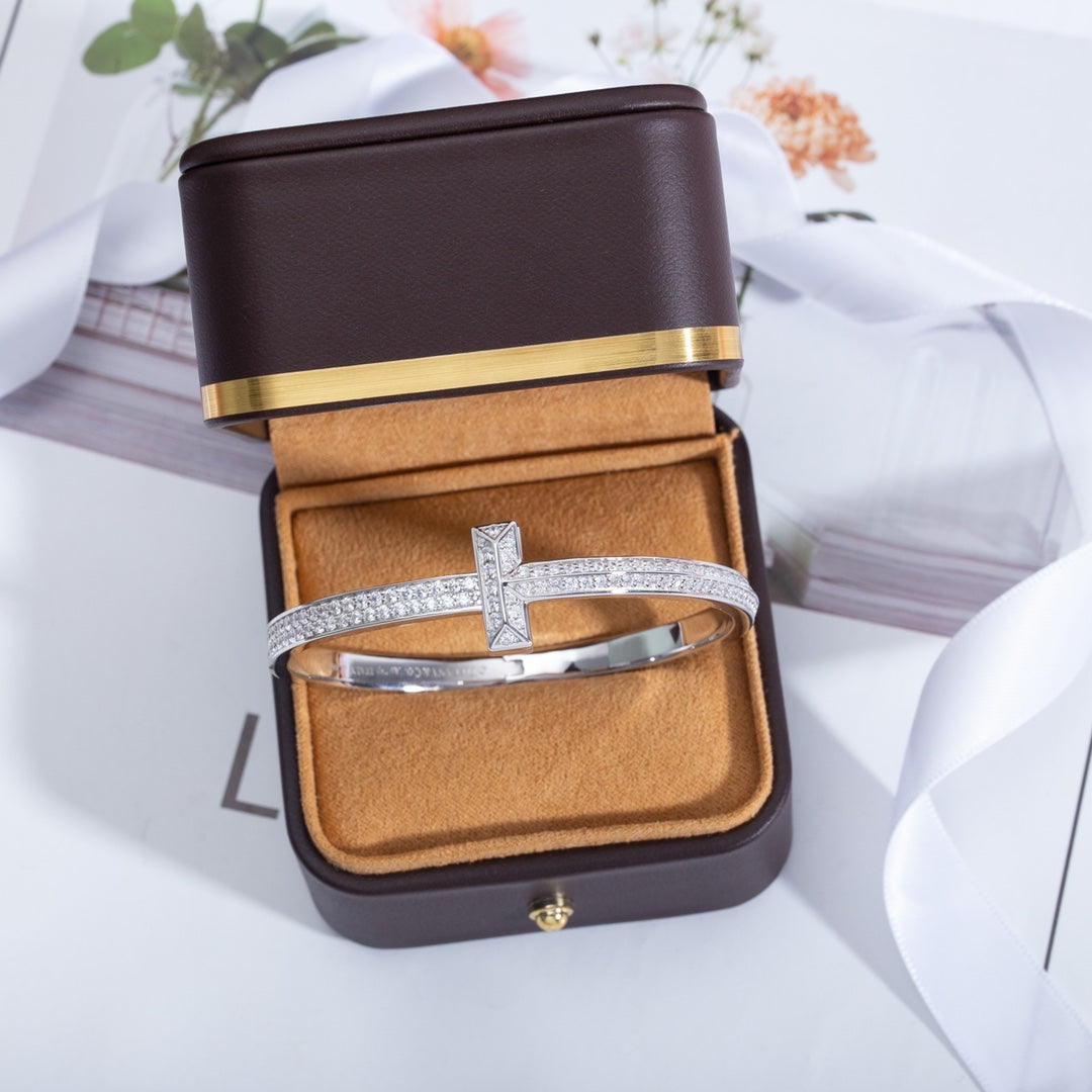 [Resenara Jewelry]WIDE DIAMONDS HINGED BANGLE SILVER