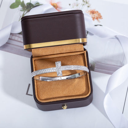 [Resenara Jewelry]WIDE DIAMONDS HINGED BANGLE SILVER