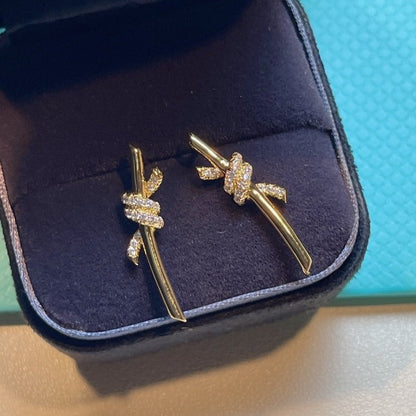 [Resenara Jewelry]KNOT EARRINGS GOLD DIAMOND