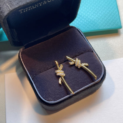 [Resenara Jewelry]KNOT EARRINGS GOLD DIAMOND