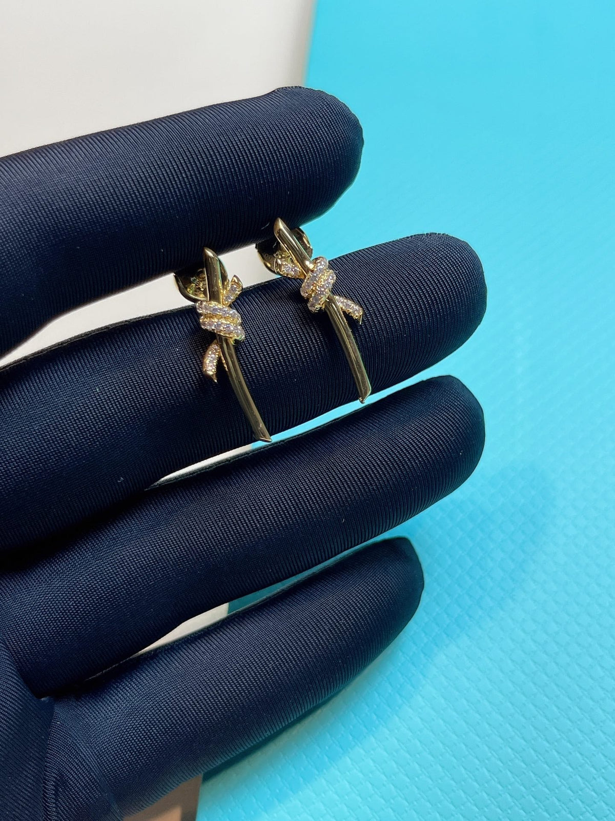 [Resenara Jewelry]KNOT EARRINGS GOLD DIAMOND