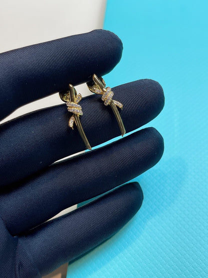 [Resenara Jewelry]KNOT EARRINGS GOLD DIAMOND