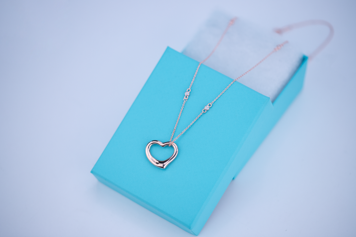 [Resenara Jewelry]OPEN HEART PEDANT PINK GOLD NECKLACE