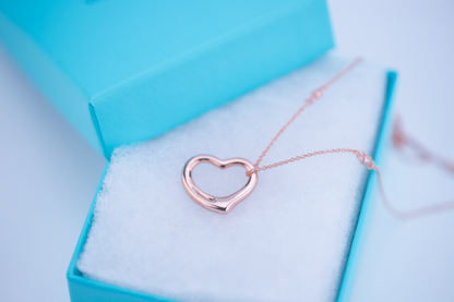 [Resenara Jewelry]OPEN HEART PEDANT PINK GOLD NECKLACE