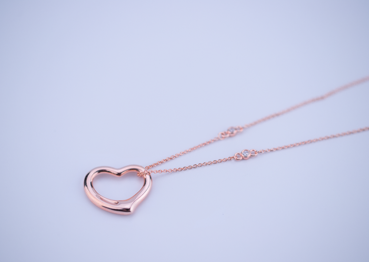 [Resenara Jewelry]OPEN HEART PEDANT PINK GOLD NECKLACE