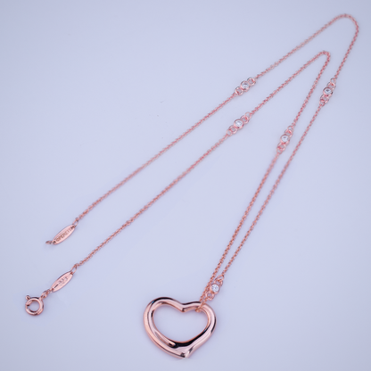 [Resenara Jewelry]OPEN HEART PEDANT PINK GOLD NECKLACE