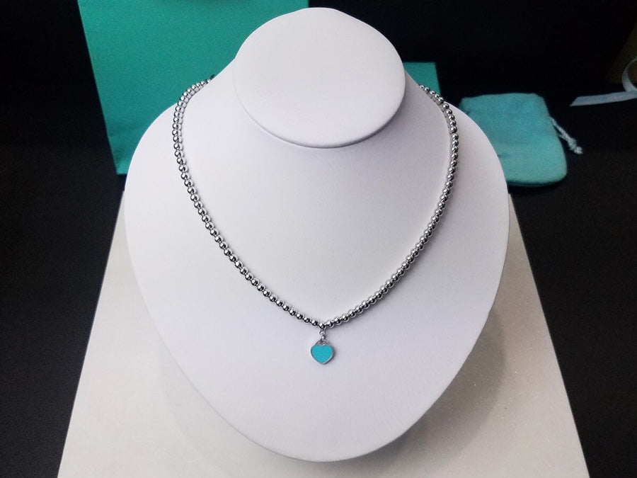 [Resenara Jewelry]HEART PEDANT SILVER BALL CHAIN NECKLACE