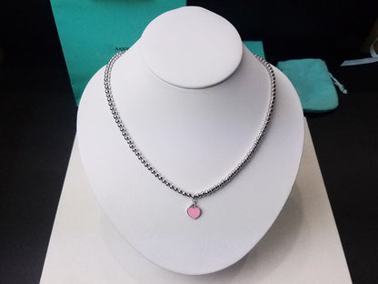 [Resenara Jewelry]HEART PEDANT SILVER BALL CHAIN NECKLACE