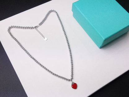 [Resenara Jewelry]HEART PEDANT SILVER BALL CHAIN NECKLACE
