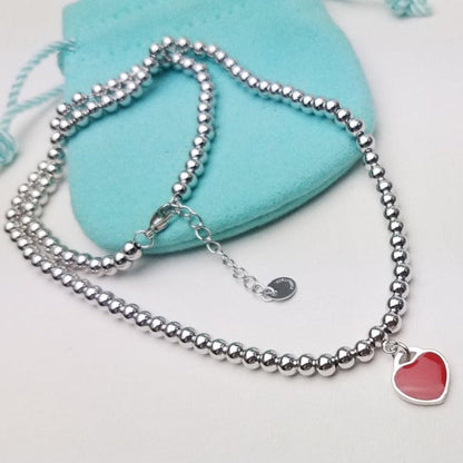 [Resenara Jewelry]HEART PEDANT SILVER BALL CHAIN NECKLACE