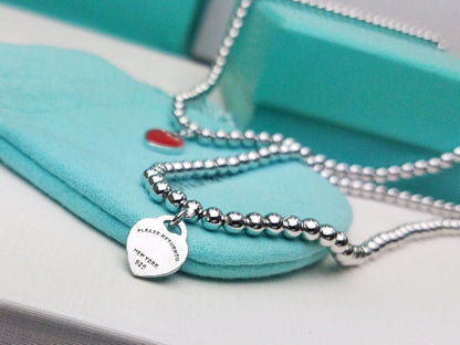 [Resenara Jewelry]HEART PEDANT SILVER BALL CHAIN NECKLACE