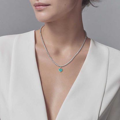 [Resenara Jewelry]HEART PEDANT SILVER BALL CHAIN NECKLACE