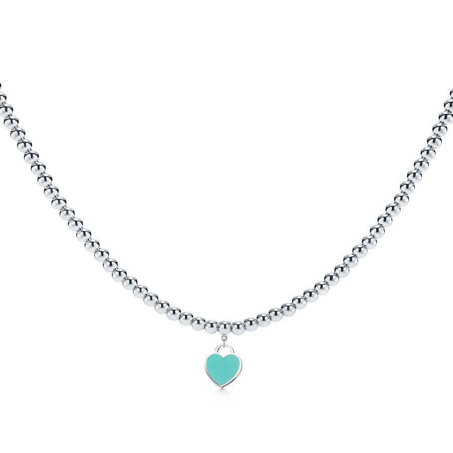 [Resenara Jewelry]HEART PEDANT SILVER BALL CHAIN NECKLACE