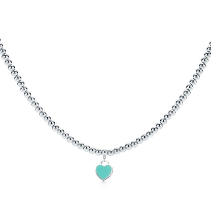 [Resenara Jewelry]HEART PEDANT SILVER BALL CHAIN NECKLACE