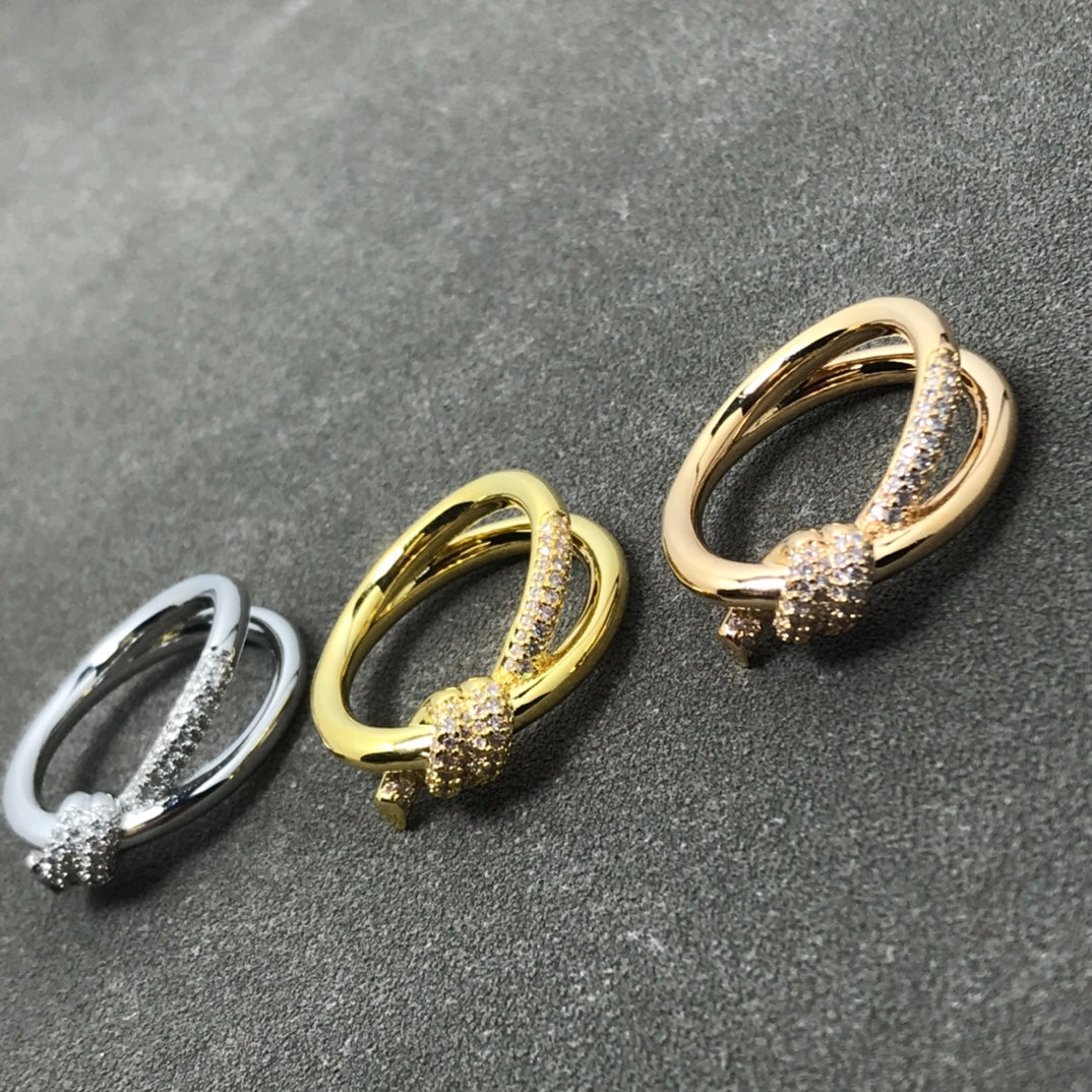 [Resenara Jewelry]KNOT RING DOUBLE ROW DIAMOND