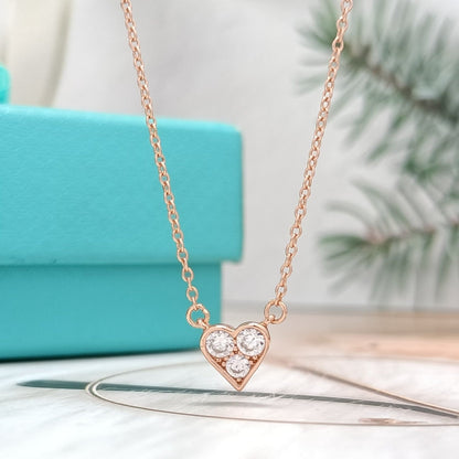 [Resenara Jewelry]HEART 3 DIAMONDS PEDANT NECKLACE