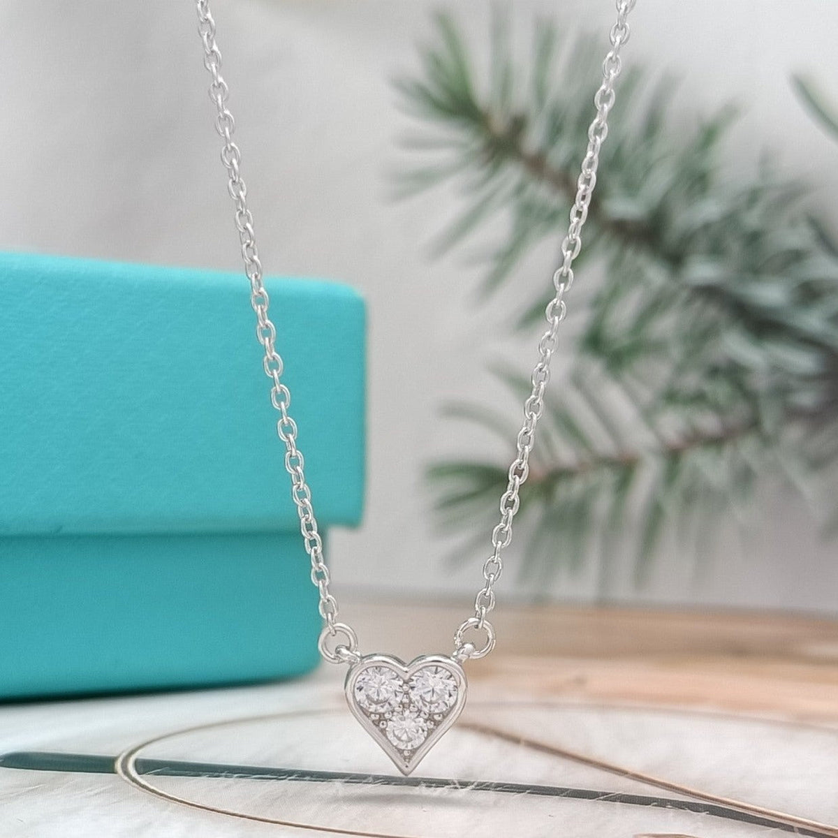 [Resenara Jewelry]HEART 3 DIAMONDS PEDANT NECKLACE
