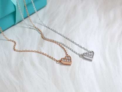 [Resenara Jewelry]HEART 3 DIAMONDS PEDANT NECKLACE
