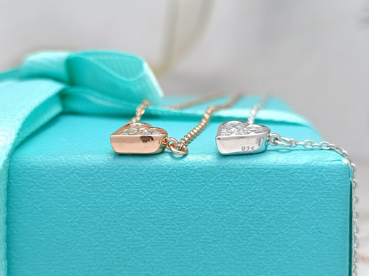 [Resenara Jewelry]HEART 3 DIAMONDS PEDANT NECKLACE