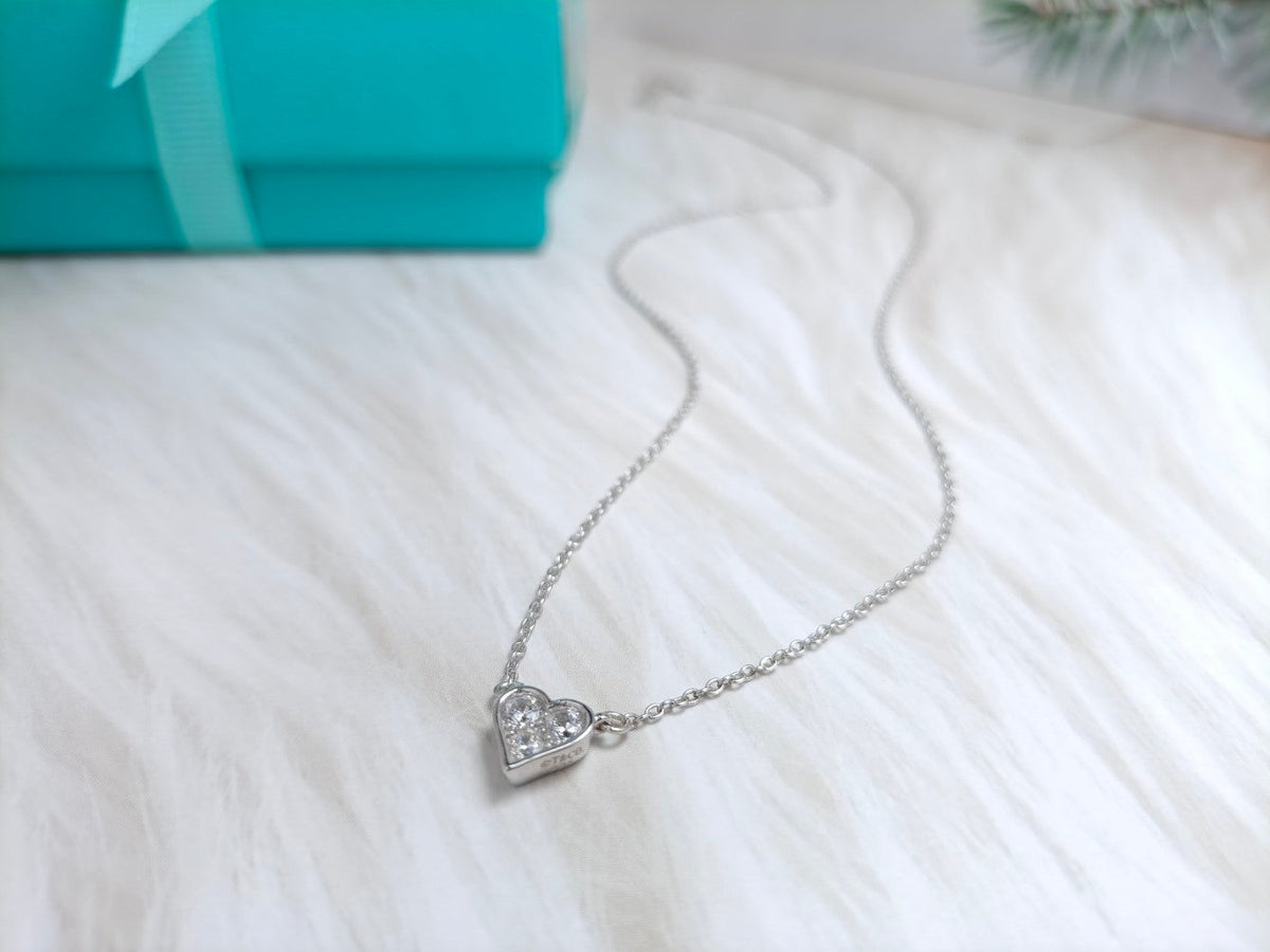 [Resenara Jewelry]HEART 3 DIAMONDS PEDANT NECKLACE