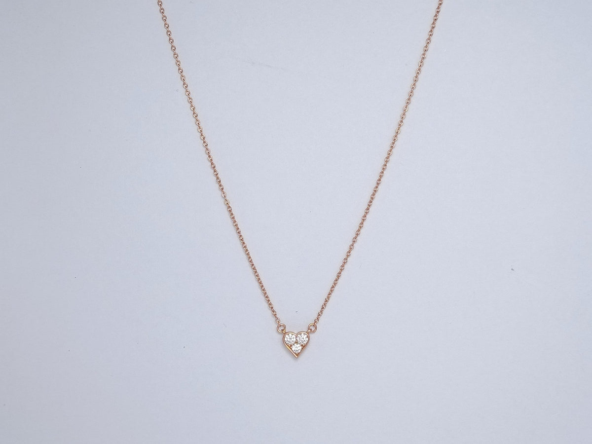 [Resenara Jewelry]HEART 3 DIAMONDS PEDANT NECKLACE