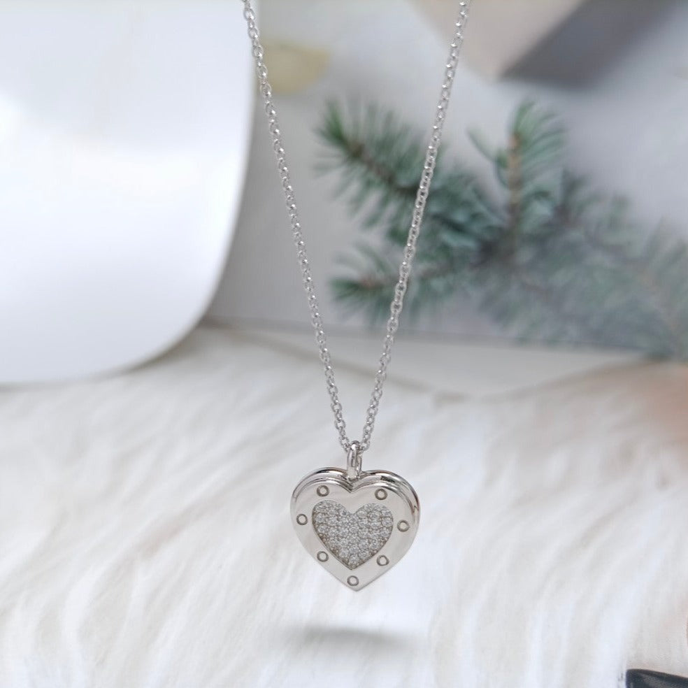 [Resenara Jewelry]HEART DIAMONDS PEDANT NECKLACE
