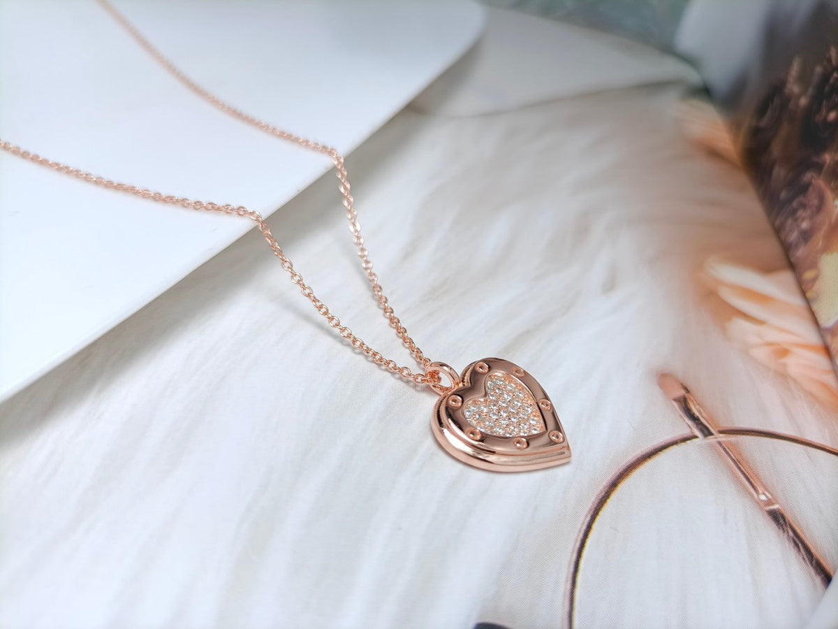 [Resenara Jewelry]HEART DIAMONDS PEDANT NECKLACE