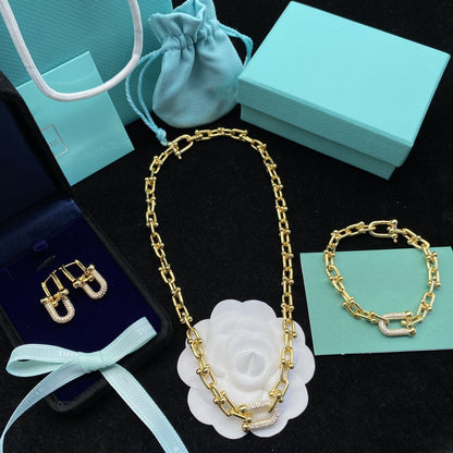 [Resenara Jewelry]HARDWEAR LINK DIAMOND GOLD EARRINGS
