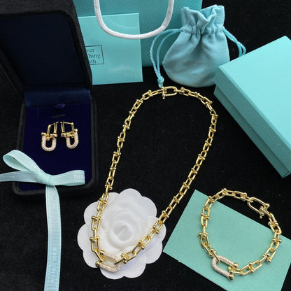 [Resenara Jewelry]HARDWEAR LINK DIAMOND GOLD EARRINGS