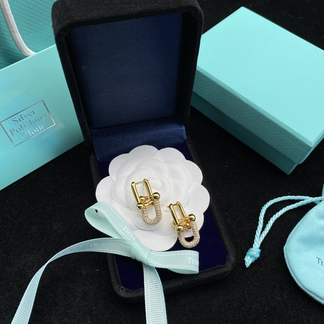 [Resenara Jewelry]HARDWEAR LINK DIAMOND GOLD EARRINGS