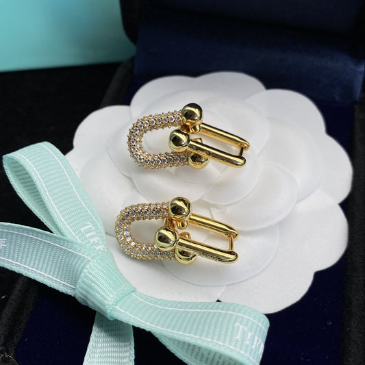 [Resenara Jewelry]HARDWEAR LINK DIAMOND GOLD EARRINGS