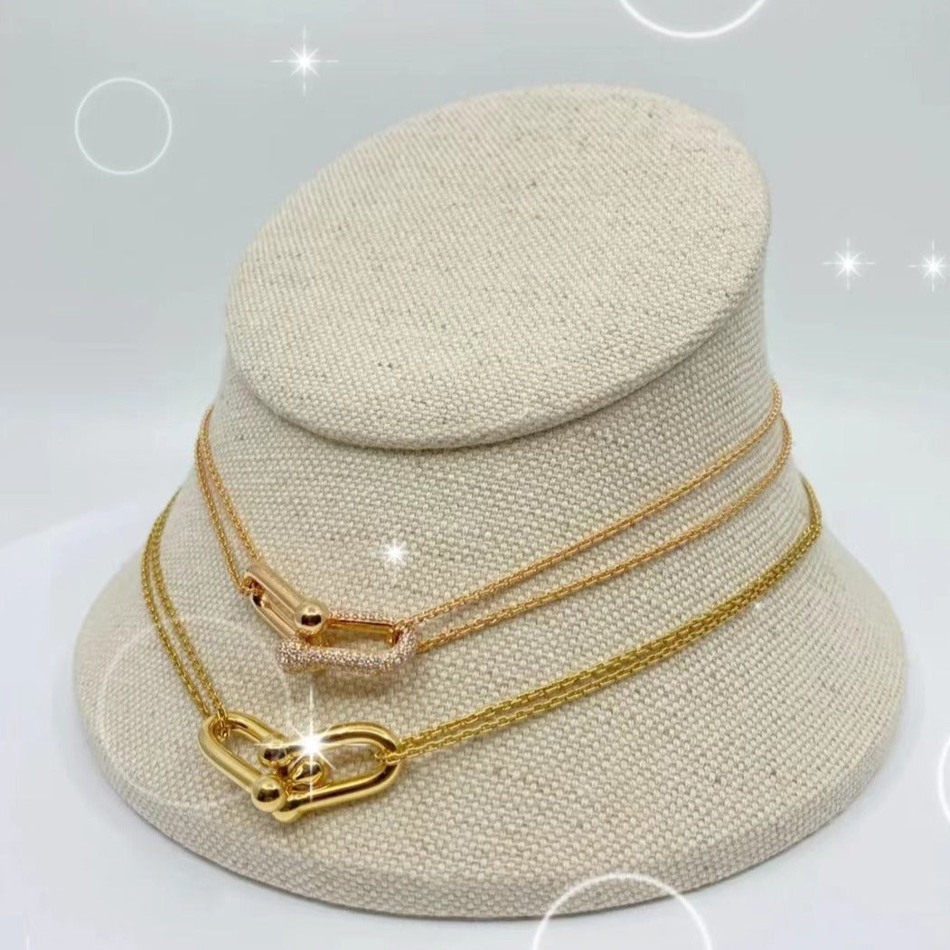 [Resenara Jewelry]HARDWEAR GOLD DOUBLE LINK NECKLACE