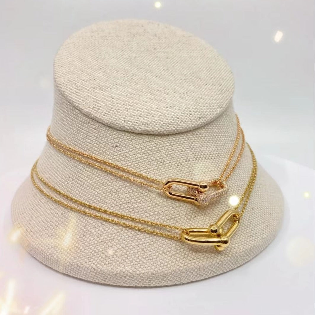 [Resenara Jewelry]HARDWEAR GOLD DOUBLE LINK NECKLACE