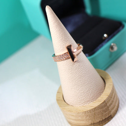 [Resenara Jewelry]T1 NARROW DIAMOND PINK GOLD RING