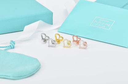 [Resenara Jewelry]OPEN HEART STUD DIAMOND EARRINGS